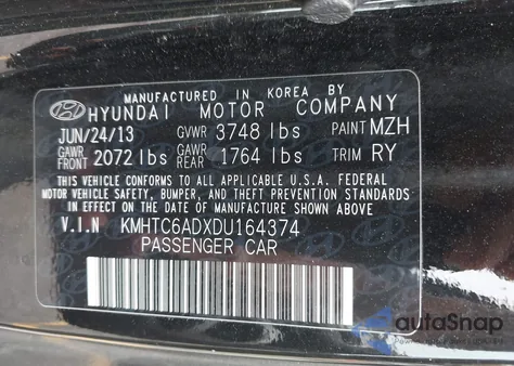 2013 Hyundai Veloster Base W/Black from USA, damaged, VIN KMHTC6ADXDU164374